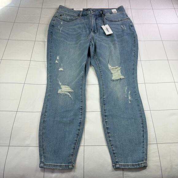 Judy Blue Jeans Womens 20W Tummy Control Top Skinny Distressed High Rise Stretch - Picture 1 of 14